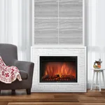 Каминокомплект:Очаг Electrolux EFP/P-3320RLS, портал Loft 30 камень белый, белая эмаль 2