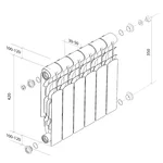 Радиатор алюминиевый Royal Thermo Revolution 350 - 12 секц. 6