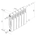 Радиатор биметалл Royal Thermo Revolution Bimetall 350 – 6 секц. 6
