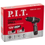 Дрель P.I.T. аккумуляторная PBM12K-10A/1 X-DRIVER (12В,25Нм, патр10 мм, 2ск, АКБ 1,5Ач,ЗУ,коробка) 3