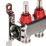 Коллектор Royal Thermo нерж. в сборе с расходомерами 1" ВР-3/4" НР с автомат.воздухоотвод-ми 11 вых. 3